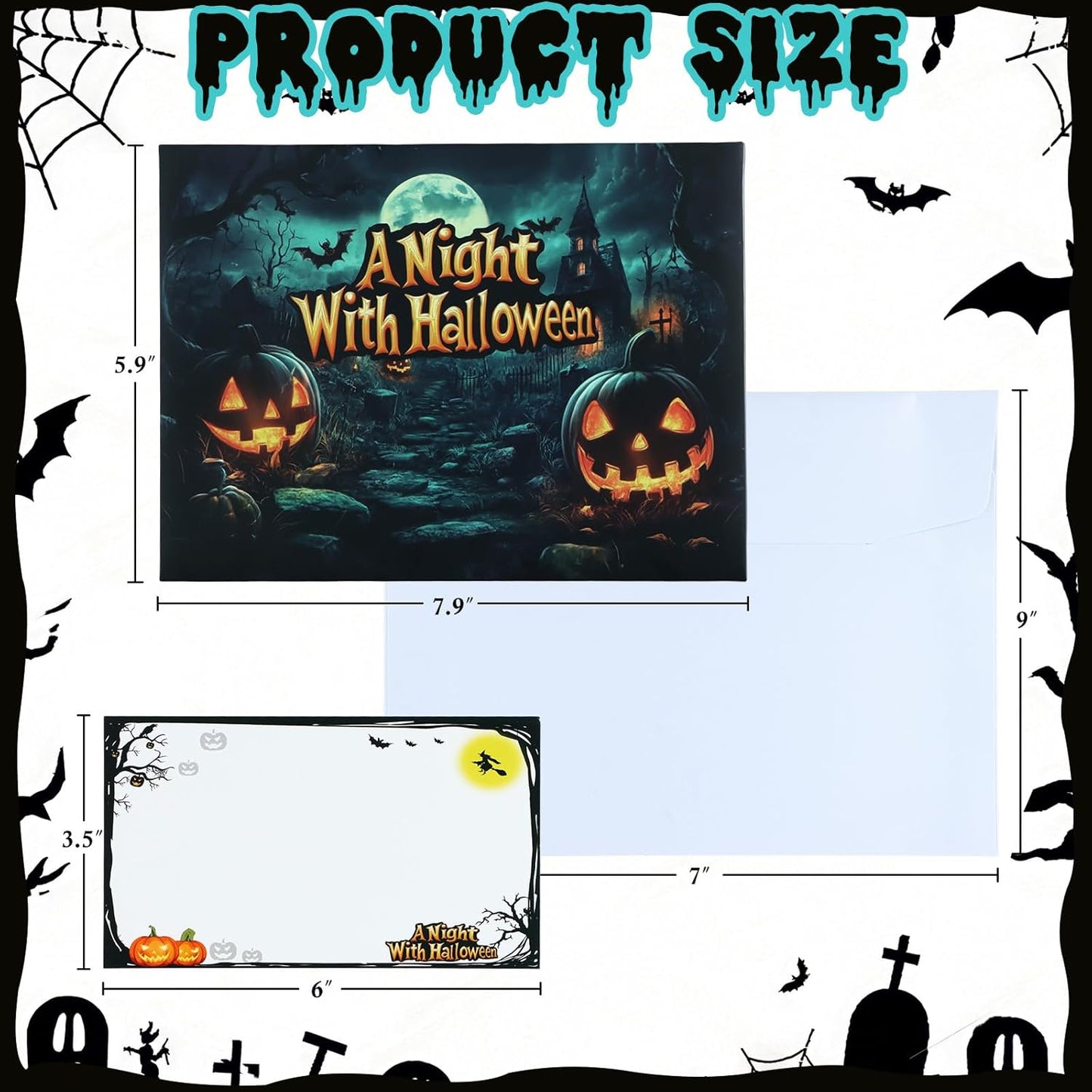 Musical Halloween Cards for Kids - Light & Music Funny Halloween Pop Up Card for Boys Girls - Midnight Blessings from Witchy Cat